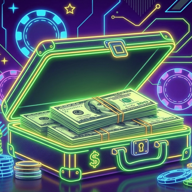 Ícone de percentagem de cashback com moedas douradas a girar